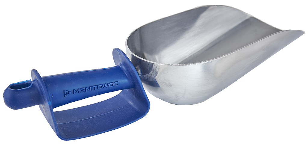 Manitowoc aluminum ice scoop with knuckle guard